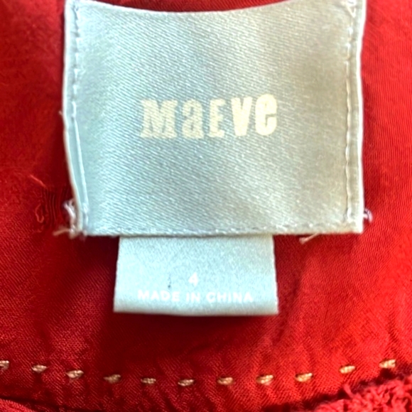 Anthropologie Maeve Burnt Orange 3/4 Sleeve Buttoned Blouse with Crochet Front - Picture 9 of 11